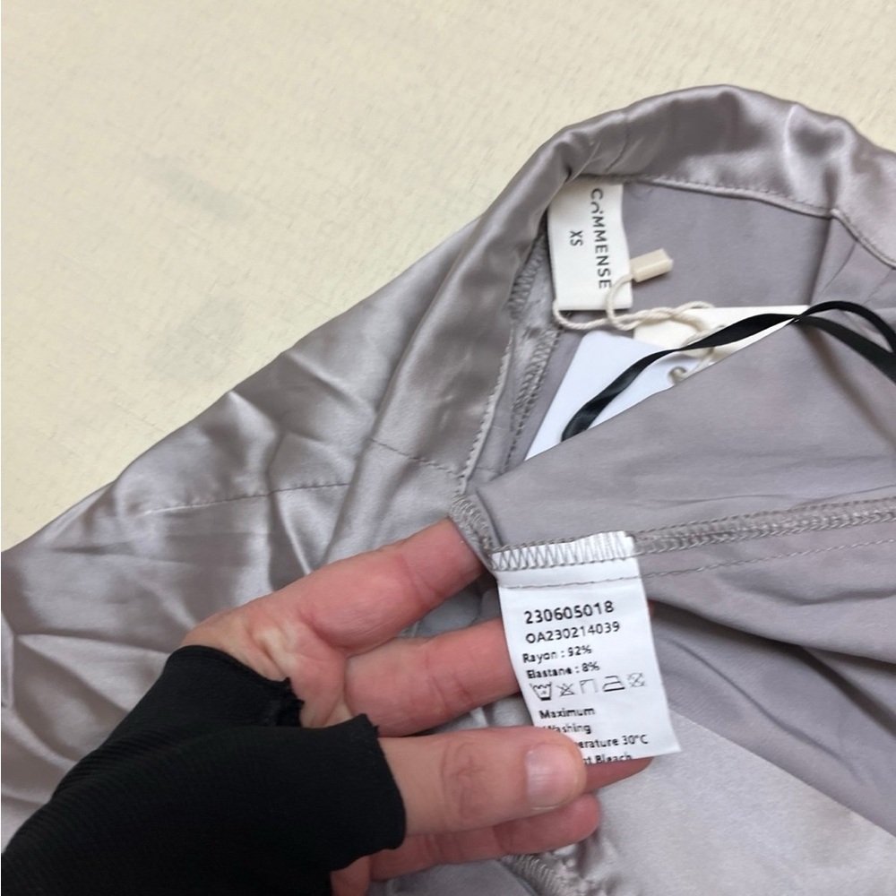 NWT Commense XS grey oversized satin wide leg pants - Picture 5 of 12